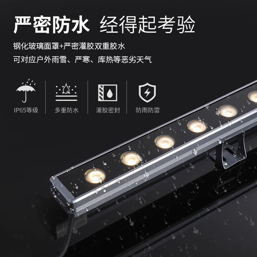 FuLuodi led wall washer outdoor waterproof indoor wedding spotlight outdoor sign exterior wall bridge lighting 24v 24W-24V one meter yellow light