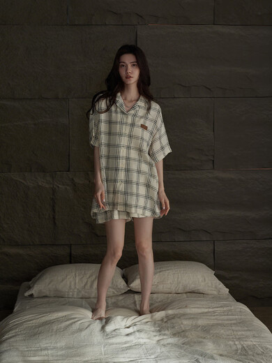 Tonyu (Tongyu) Pajamas Tonyu pour femmes en été tissé en été tissé de la gaze à manches courtes pour les vêtements de maison d'été pour femmes Ladies-Z3888 L
