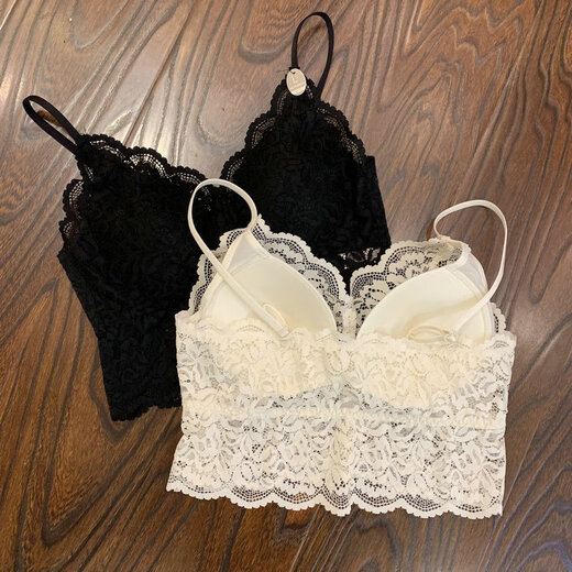 Oufandi French lingerie beauty back tube top camisole one-piece thin sexy lace push-up bra black M recommended 85-105Jin Jin equals 0.5 kg