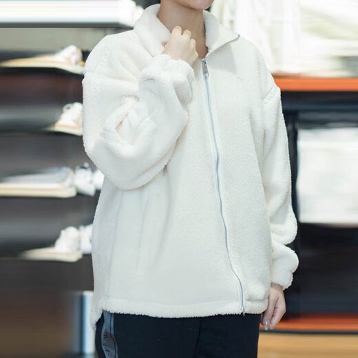 阿迪达斯 （adidas）三叶草外套女装春秋季新款仿仿羊羔绒保暖加绒运动服立领防风夹克 IM3899奇妙白 S