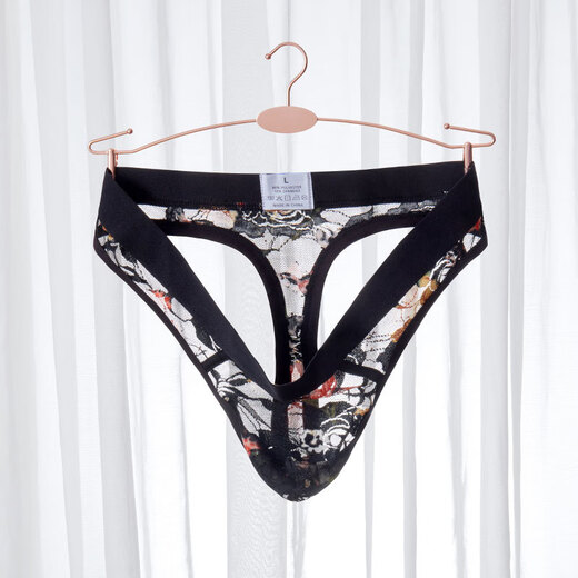 ROSELEX confidential delivery men's sexy underwear sexy thong transparent lace one-piece underwear low XXL royal blue