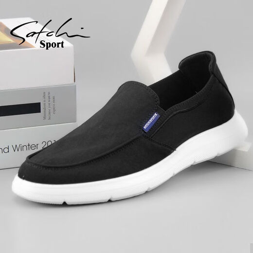 Shachi Sports Summer Breathablese Leedwight Cloth Shouse Мужская обувь с одной пинкой холст-обувь ленивые туфли езда на рабочую повседневную обувь Black S3T641020A 39