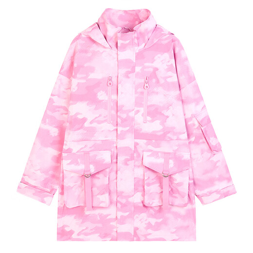 
LALABOBO dopamine camouflage medium-length windbreaker for women's autumn new loose light outdoor work jacket LBDC-WSDW13 pink regular M