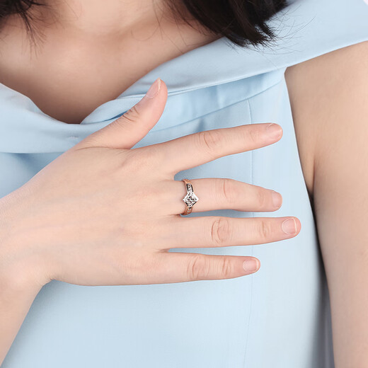 Yuan Shengfu's new PT950 exquisite rhombus imitation diamond platinum ring, women's large platinum fashion ring 4.31g