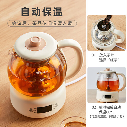 Bear tea kettle, health kettle, all-in-one tea kettle, mini tea steamer, 316L spray stainless steel kettle, black tea tea set, 1 liter ZCQ-F10N7