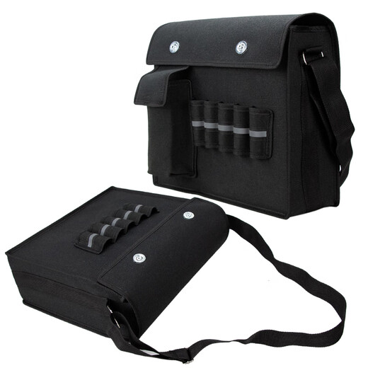 Ai style thickened canvas multifunctional tool bag black wear-resistant electrician bag hardware storage bag construction site labor insurance large bag black edge water ordinary medium bag 35*30*15 cm