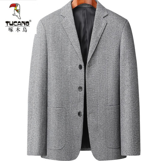 Holzpecker (Tucano) Herbst Dicke Fischgräten-Wollanzug mittleren Alters Geschäfte Casual Woolen Blazer Herren Singles West Top Grey 170/m