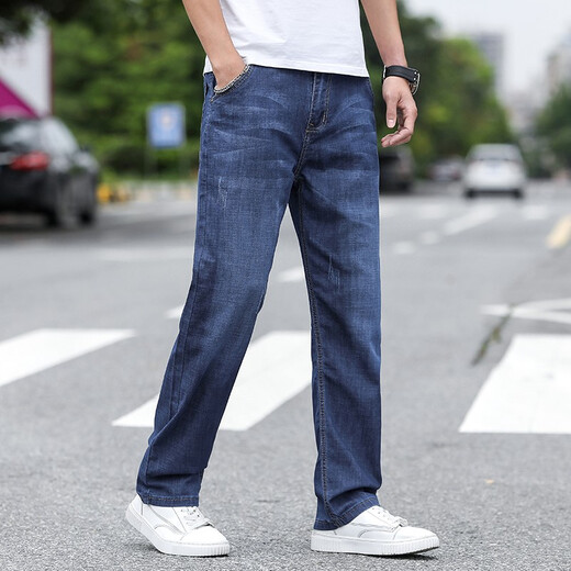 WEIQIAN (WEIQIAN) jeans men's summer thin pants men's loose straight large size men's pants new casual trousers trend 7011 dark blue +070 light blue 32