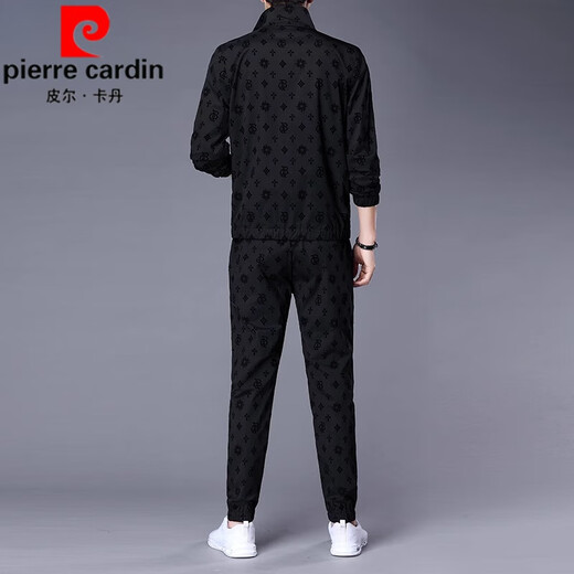 
Pier Cardin plus fleece casual sports suit for men 2025 spring and autumn new trendy jacket with fashionable men's clothing set 6629 black suit [top + pants] plus fleece 2XL [141-160Jin[Jin equals 0.5 kg]]