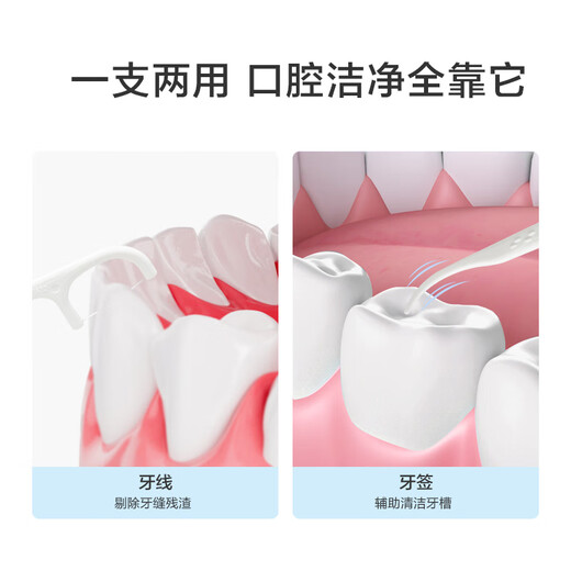 京东京造圆线便携牙线棒50支*4盒细滑牙线棒 独立包装清洁齿缝牙签单线