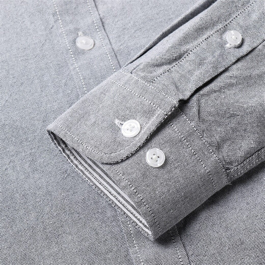 Dances with Wolves 100% cotton light business casual men's long-sleeved shirt light formal 015 dark gray 180