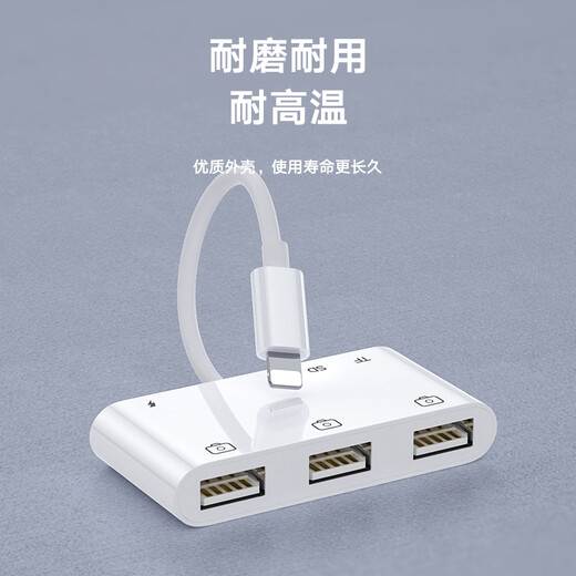 Biyaz Lightning to 3 USB OTG adapter TF card SD card six-in-one converter Applicable to Apple lightning port mobile phone external USB keyboard and mouse P17