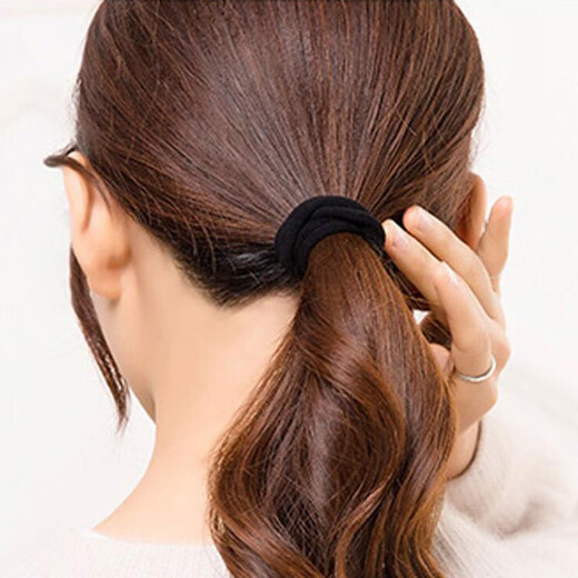 Jieweiyi head rope rubber band women tied hair simple temperament high elastic durable new high-end leather cover hair loop rope BH-FQ31 black seamless hair loop 5 set
