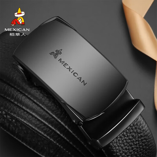 Vogelscheuche Herrengürtel Automatische Schnalle Real Head Layer Cowhide Belt Business Casual Hosen Belt Vatertag Geschenk praktisch für Papa