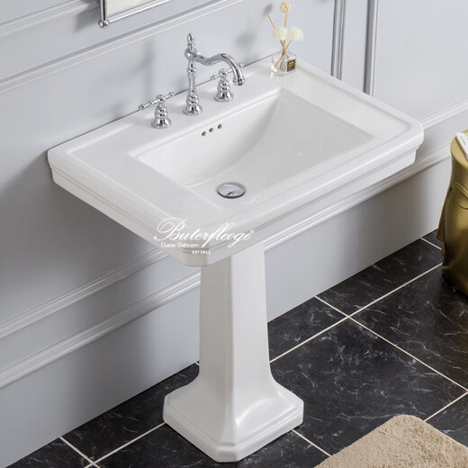 Jintao Die Tao Classic Simple Large Column Washbasin American Retro Ceramic Washbasin Floor-standing Bathroom Set DT-1315-3 Chrome-plated 83H01 Three-hole Set 770