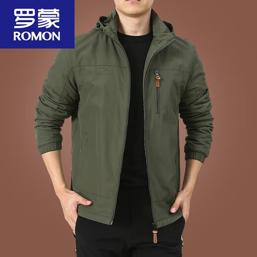 罗蒙（ROMON）冲锋.衣外套男春秋男款户外美式防风防风衣男装男士秋装运动夹克 深蓝9898 加 绒款 XL