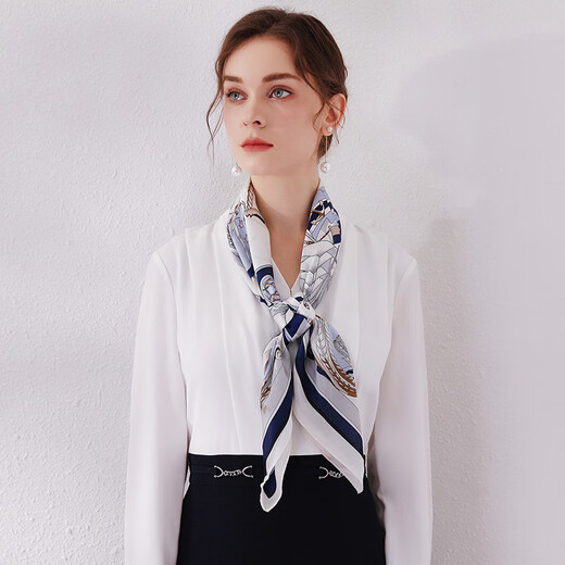 Shanghai Story (STORY Of SHANGHAI) Silk Scarf Female Spring Mulberry Silk Scarf Big Square Scarf Mom's Birthday Gift Pirate Ship Blue