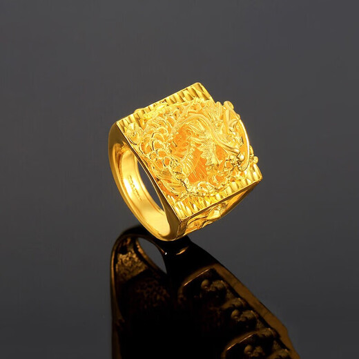 Feixi gold ring for men, pure gold 999.9 domineering dragon head ring, live open mouth gold ring for men, 17.66 grams, pure gold 999.9