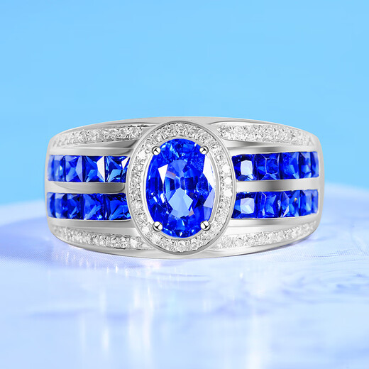 HEEKAIYI ring men's cornflower sapphire ring luxury jewelry Chinese Valentine's Day birthday gift for wife and girlfriend <One thing, one certificate>