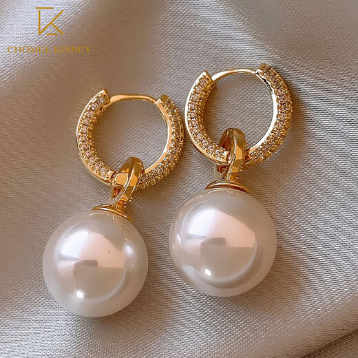CHOMEL KINSEY Pearl Earrings Women's High-end Earrings 2025 New Trendy Niche Design Earrings Women's Chinese Valentine's Day Gift Large Pearl Pendant Earrings