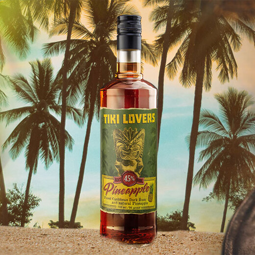Tiki Lovers [Bouteille d'origine importée] Style des Caraïbes Rum Base de vin étranger Vin Tiki Pineapple Flavour Rum 700 ml