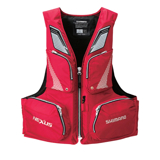 SHIMANO Fishing Vest NEXUS VF-142Q Water-Repellent Multi-Function Vest Life Jacket Red 2XL