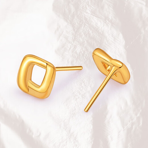 Laomiao Gold Earrings Dolphin Gold 5D Square Small Sugar Cube Earrings for Wife’s Birthday Gift for Girlfriend