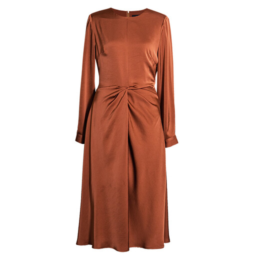 ROEYSHOUSE ROYSHOUSE premium caramel color pleated dress spring new elegant satin waist-closing large hem skirt 10971 caramel color 2XL