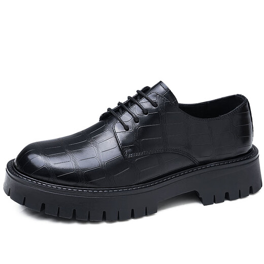 
Nordic Picture (BEIOUTU) thick-soled high-rise casual shoes Fashion British lace-up wear-resistant low-top business men's shoes 2687 Black 41