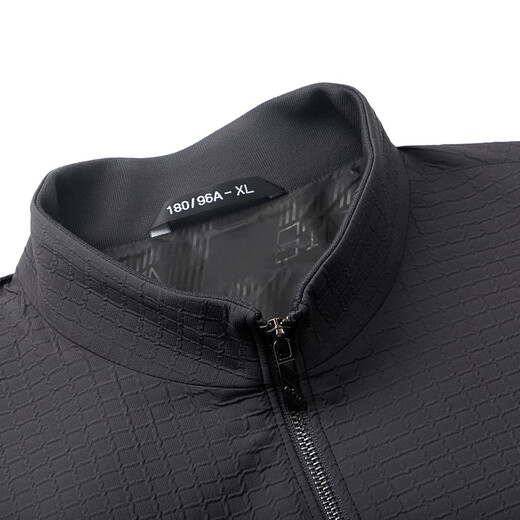 Qipai stand collar jacket men's spring and summer new casual dad jacket plaid jacquard 1JK70190 black L (175)