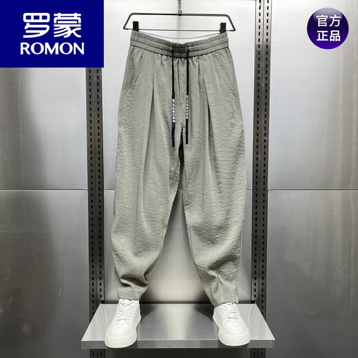 Romon (Romon) 2025 Лето Новый хлопок и белье для дышащих в дышащих льняных брюках для мужских модных свободных плиссированных брюк для редьки гарема коричневый L вес 120-140Jin [Jin равен 0,5 кг]