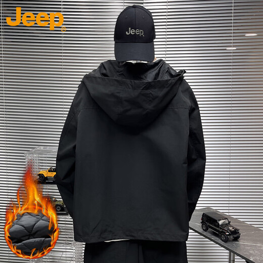 Jeep (JEEP) jacket men's coat autumn and winter casual loose assault work clothes men's black cotton XL