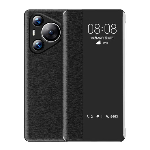 
Ningmu Tang Huawei P70 mobile phone case Huawei Pura70Pro+/P70Ultra protective case Flip-style men and women new transparent window sleeping leather case lens full-inclusive business case Black-Flip-style window case Huawei P70 Ultra