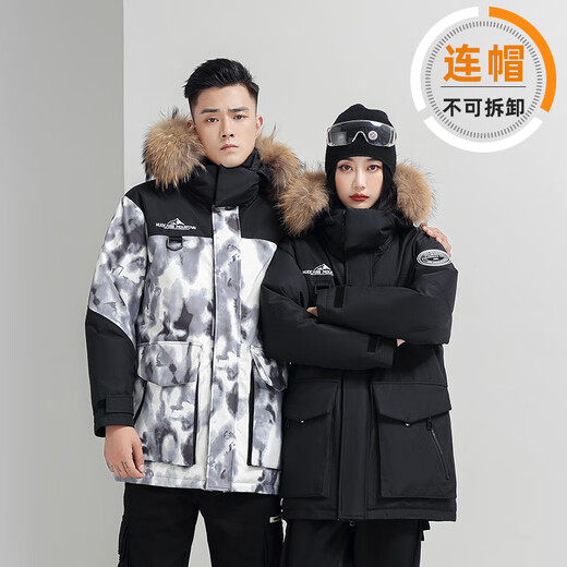 雅鹿新款派克羽绒服女短款大毛领情侣男女同款工装加厚派克服外套 YU807V12190-橘红色女款 M 165