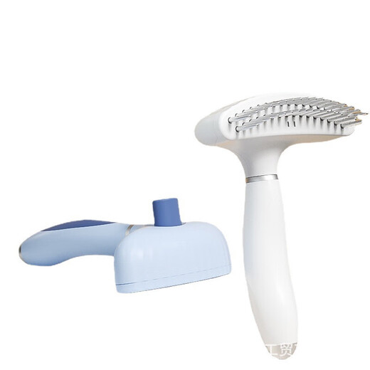 Dele Dog Comb Knot Comb Teddy Golden Retriever Large Dog Comb Epilator Cat Comb Self-Cleaning Curved Rake Comb - Blue