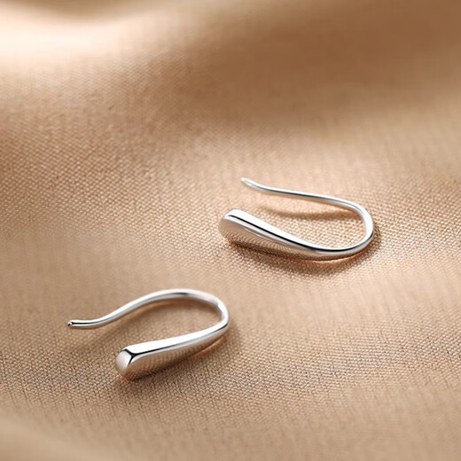 Xinshe pure 999 pure silver earrings for women, simple ear piercing, water drop earrings for sleeping, no need to remove ear hooks, ear hanging silver earrings, a pair of 12mm water drop ear hooks, 999 pure silver
