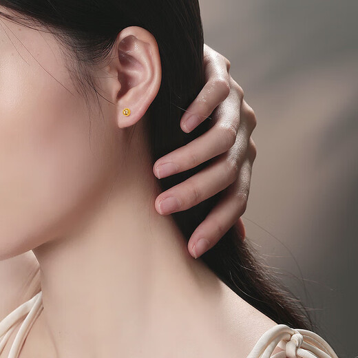 Safir 18K gold earrings for women, small Doudou K yellow car flower earrings, exquisite and versatile pair of birthday gifts for girlfriend