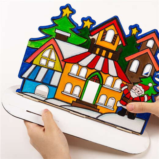 MEiKE Christmas handmade diy coloring hut children's creative art painting making toys gifts kindergarten materials Christmas coloring hut