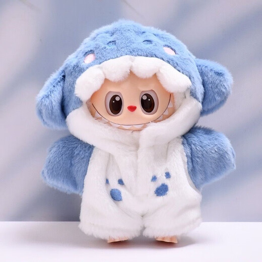 17cm Labubu Dress Up Doll Shark Baby Clothes Cute Jacket Replacement Pajamas Clothes Plush Clothes Labubu 17cm Shark Clothes (Clothes Only)