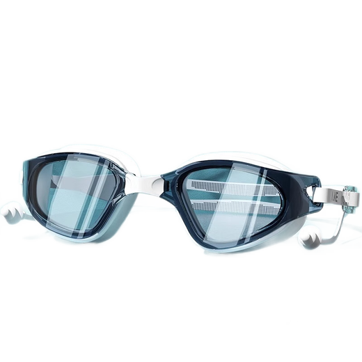 Yuke swimming goggles high-definition anti-fog waterproof large-frame swimming goggles men's and women's swimming cap myopia goggles set swimming special equipment lake blue and white + swimming cap flat light