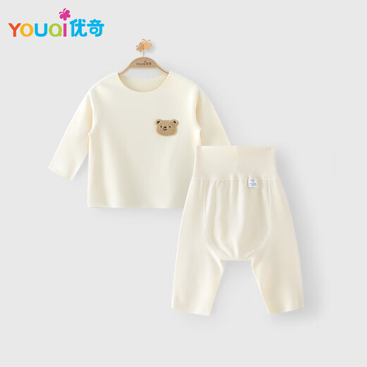 Youqibaobao De velvet suit baby thermal underwear plus velvet autumn clothes autumn trousers pajamas high waist belly protection large pp pants winter