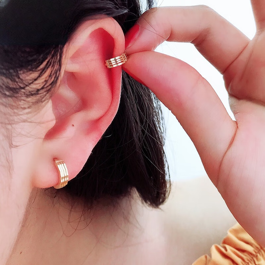 Mu Qin Zhuoyang (ZY) 10k gold earrings ear bone ring ear buckle ear ring women's fashionable simple style K01A small inner diameter 0.5cm single