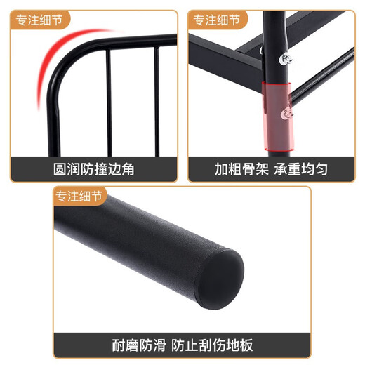 L&S bed iron bed European style iron frame bed fashionable double bed simple bedroom rental dormitory keel bed frame YC09 black 1.5*2m (shipped from 7 warehouses)