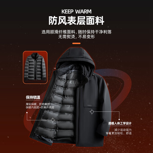 Yalu one-piece five-wear down jacket men's winter thickened goose down business removable liner middle-aged men's big goose jacket