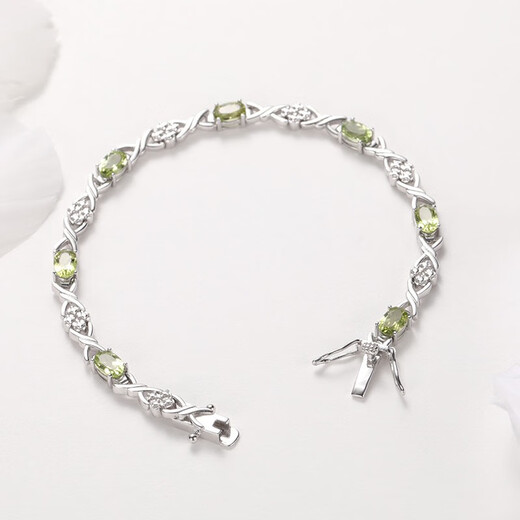 GEM STONE KING 4 carat green peridot bracelet for women 925 silver colored gemstone bracelet as a Women's Day gift for wife 925 silver plated platinum