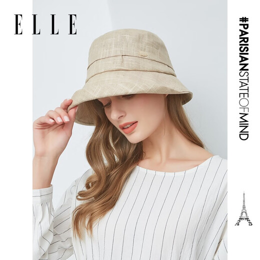 
ELLE fisherman hat fashionable and versatile casual outdoor French elegant top hat sunbasin hat brim linen fashion hat Mika
