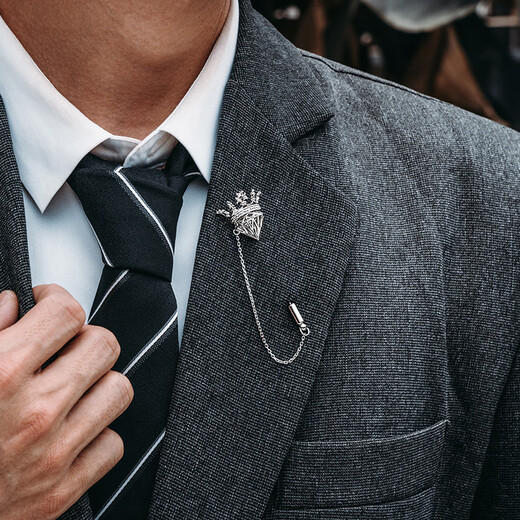 Mingyang Decorative Sea MYSH 925 Silver Crown Crown Brooch Men's Suit Shirt High-end Original Design Niche Corsage Pin Button Crown Brooch + Brand Brand Gift Box