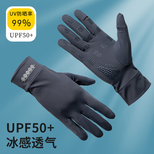 Banana Xia Sail Sunscreen Gloves Men's Ice Silk Thin Summer Cycling Driving Anti-Slip Cycling Fishing Anti-UV Touch Screen Men's Smiling Face Dark Gray 0 One Size