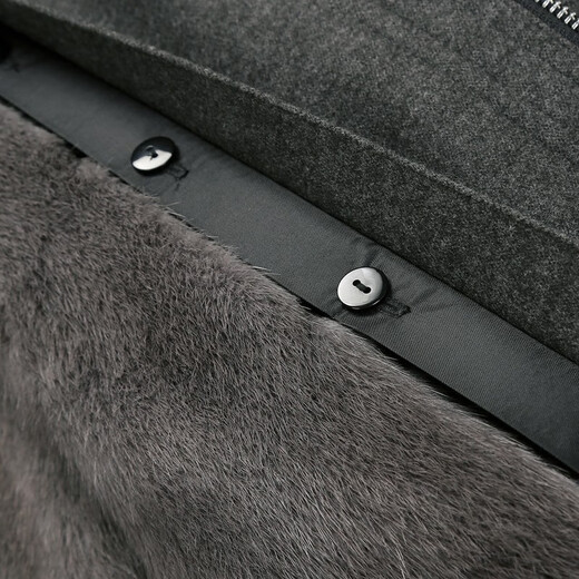
Caniti mid-length men's sapphire mink liner with hat parka winter warm coat business casual fur dark blue L