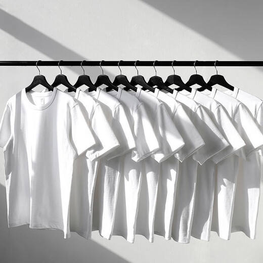 Zweitbüchernadel 300 g reines Baumwoll-Kurzarm-T-Shirt für Männer und Frauen, die dicke, unanlösende, lockere Fünf-Punkte-Ärmel White-300g Heavy-Gewicht S empfohlen 100-120jin empfohlen [Jin gleich 0,5 kg]